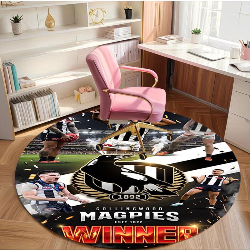 Collingwood Football Print Round Rug, Washable Floor Carpet, For Entryway Dorm Laundry Room Office Study, Home Decor Birthday Christmas Gift