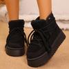 Women's Autumn Thick-Soled Cross-Strap Warm-Lined Thickened Round-Toe Short Snow Boots, Cozy Winter Footwear.