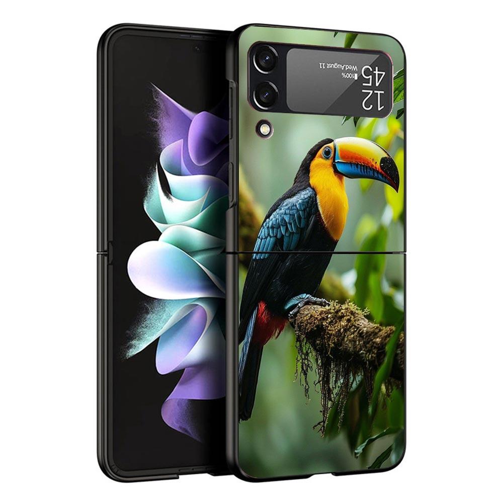 

Tropical Toucan Black Phone Case For Samsung ZFlip7 ZFlip6 ZFlip5 ZFlip4 ZFlip3 5G Hard Protective Galaxy Z Flip 3 4 5 6 7 Cover Samsung Z Flip 6