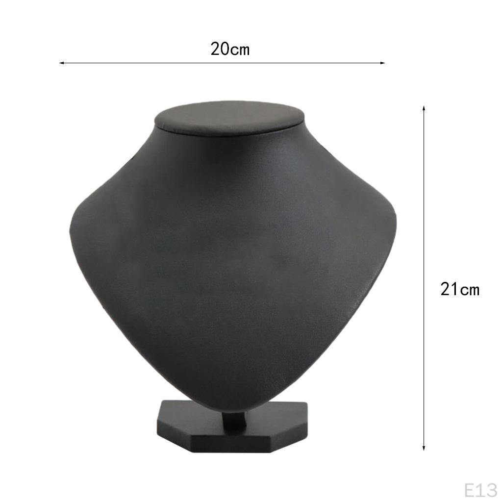 Black Leatherette Necklace Bust Jewelry Display Stand Figure Holder