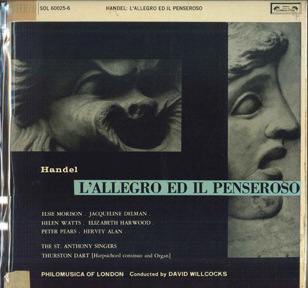 

LP Record DAVID WILLCOCKS PHILOMUSICA OF LON Handel L Allegro Ed Il Penseroso SOL6002526 LOISEAULYRE 1961 Japan Classical Used