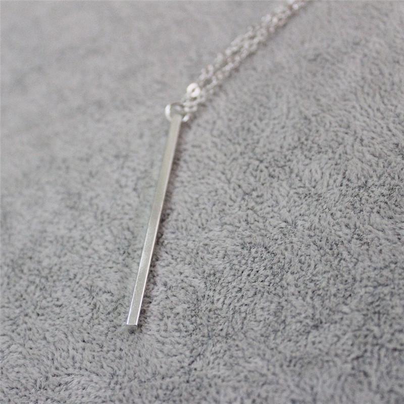 Exquisite Rod Simple Classic Stick Pendant Hollow Girl Chain Square Necklace Long Jewelry Women