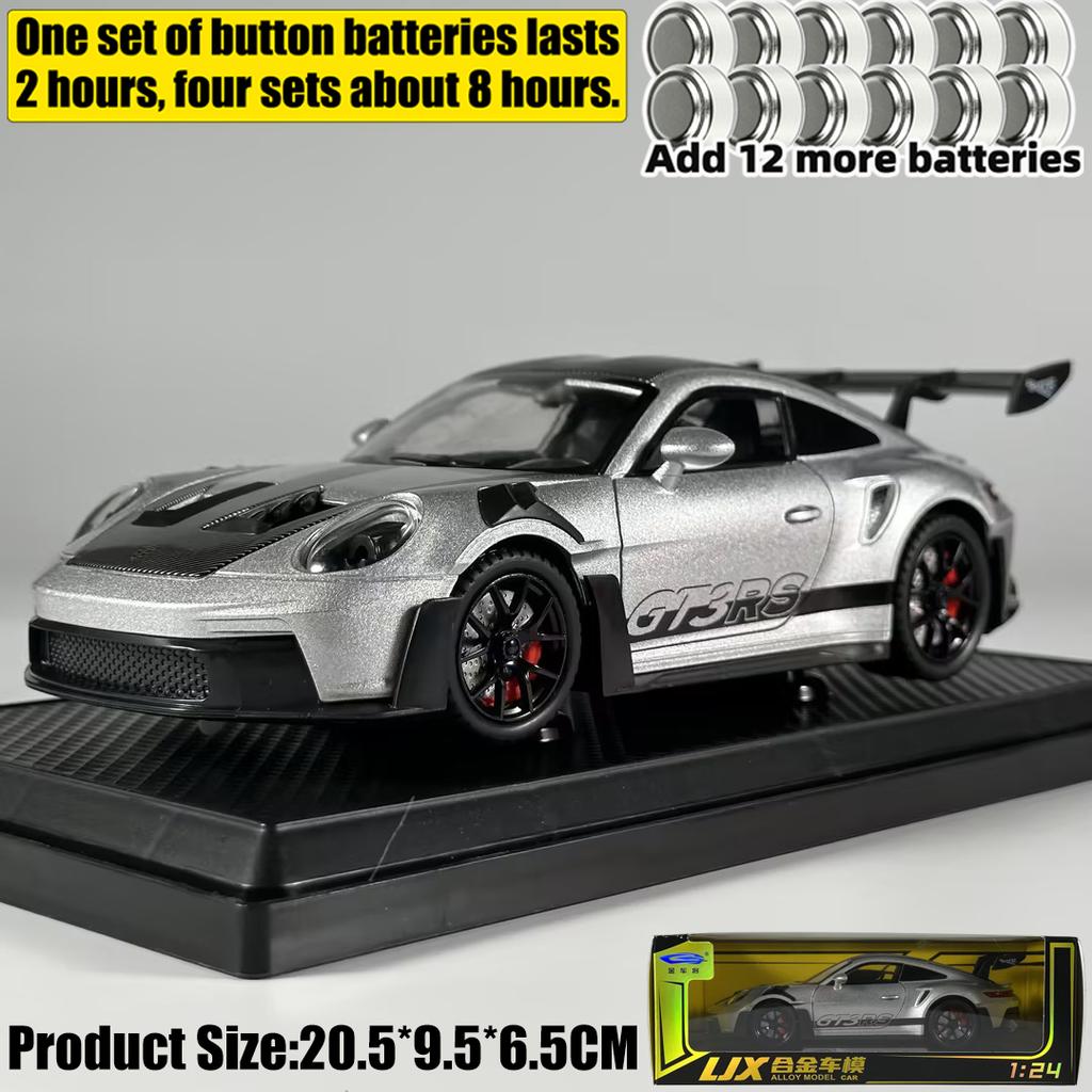 1:24 Porsche 911 GT3 RS 992 Generation GT Sports Car Alloy Metal Diecast Model Car Sound & Light Pull Back Toy Collectibles Gift