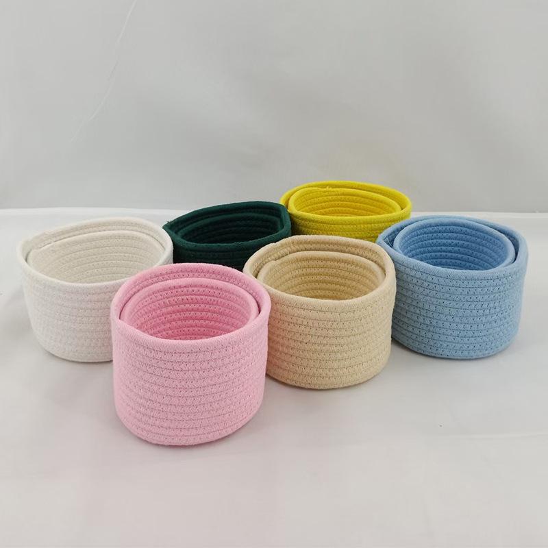 Handmade Woven Cotton Rope Storage Basket for Keys and Wallets