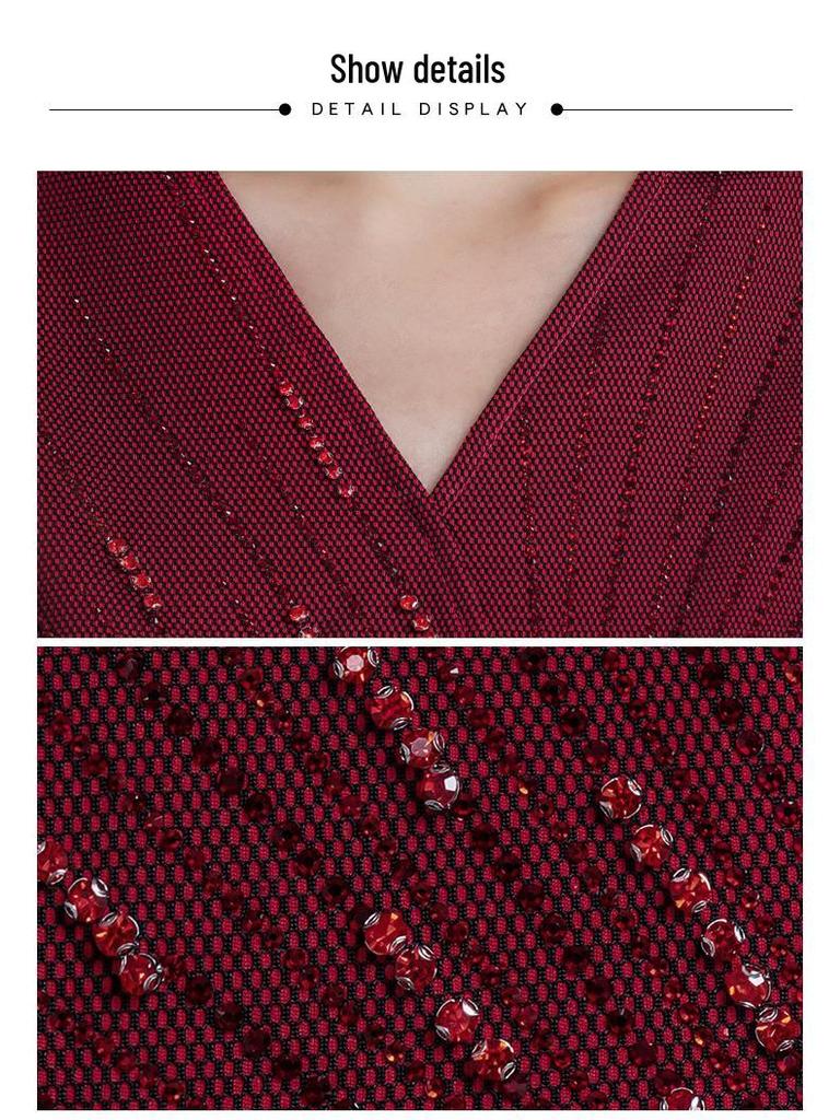 Elegancka Sukienka Wiosenna do Kolan 2022 dla Kobiet w Średnim Wieku - Rozmiar Plus Size Strój Weselny dla Matki Panny Młodej