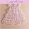 Vestito Principessa Estivo per Bambine Colore Unico Gonna in Tulle con Paillettes per Bambine Piccole