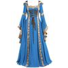 European and American Medieval Retro Hooded Dress Square Collar Lace-up Horned Sleeve Large Swing Dress Halloween Dress Cosplay Costume