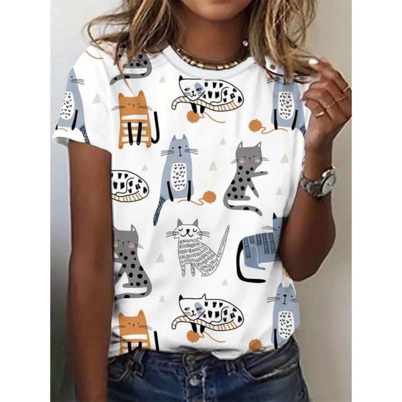 Funny Frog Cartoon Cat  3D Print T-Shirts Women's Streetwear Casual Short Sleeve T Shirt Harajuku Tees Y2k Tops Female Clothing