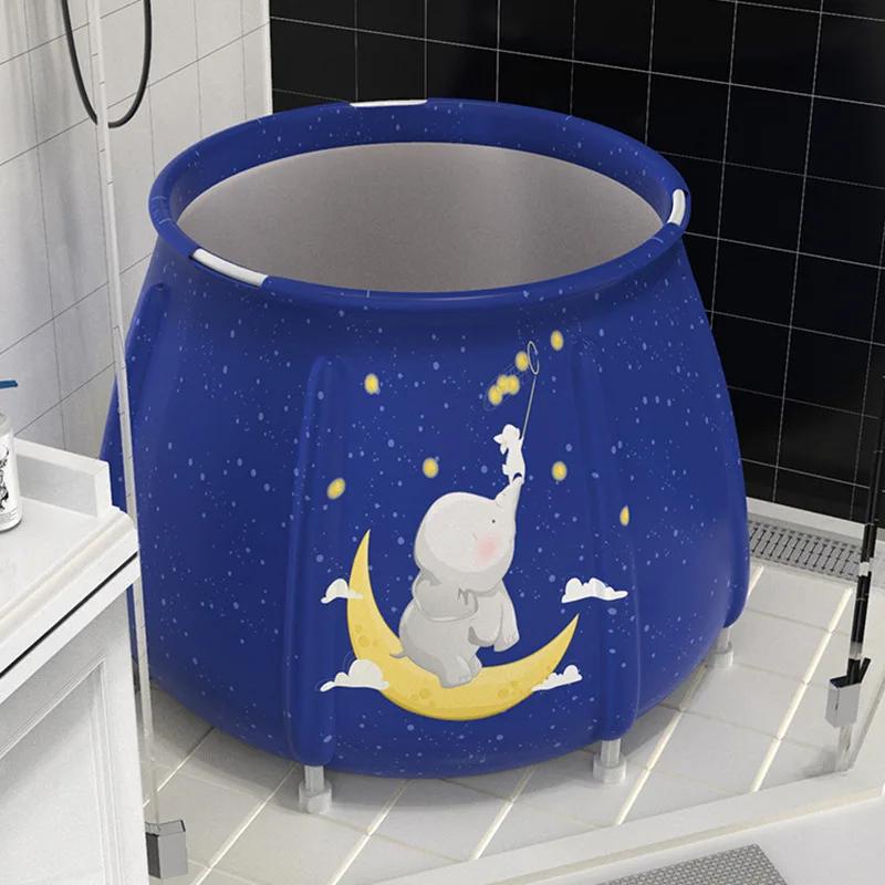 Przenośna Składana Wanna dla Dorosłych - Pogrubiana Wanna z Hydromasażem na Całe Ciało do Kąpieli Domowej i Sauny