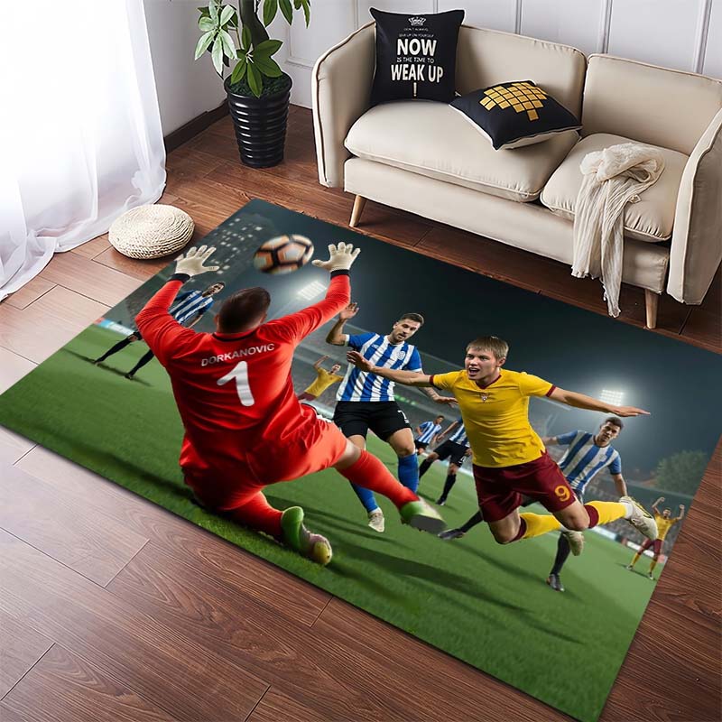 Vibrant Basketball Match Scene Area Rug, Non-Slip Floor Mat