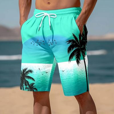 Pantaloni da spiaggia estivi con stampa hawaiana colorata da uomo, leggeri, larghi, con lacci, pantaloncini da palestra casual sportivi con tasche
