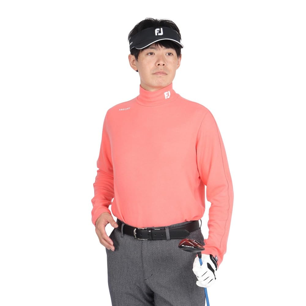 FootJoy Men's Brushed Stretch Long Sleeve Mock Neck Shirt, Sugar Coral, XXL, FJ-F24-S08, 32193-XXL