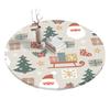 Fitted Christmas Round Tablecloth Holiday Snowflakes Table Cover with Elastic Edge Water-Resistant Christmas Tree Table Cover for Round Tables Dinner