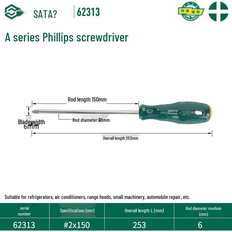 Sata Stubby Screwdriver Set: Phillips, Slotted, Flathead, Torx
