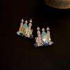 Dopamine Zircon Castle Pendant Necklace Earrings Personalized Fashionable Foreign Style Jewelry Set Light Luxury High-end Jewelry