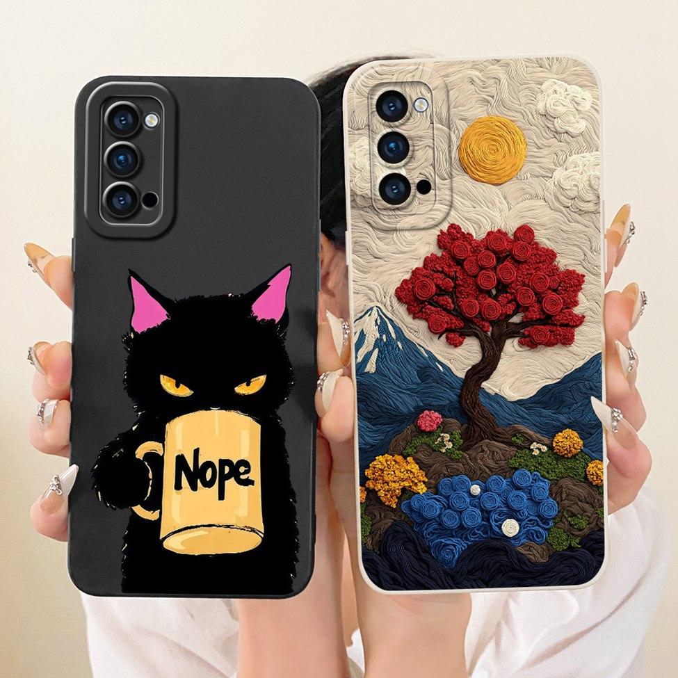 Pouzdro Pro Oppo Reno4 5G Kryt Módní Kreslené Roztomilé Vtipné Malované Silikonové Pouzdro Na Telefon Pro Oppo CPH2091 PDPM00 PDPT00