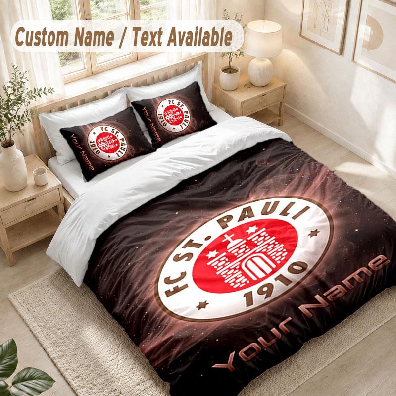 Custom Name Bedding Set 3 PiecesFC St. Pauli Print Duvet Cover + 2 Pillowcases Soft Bed Decor