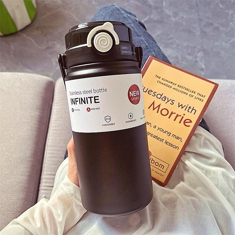 

New 316 stainless steel thermos cup high value large capacity handle pot cute double drink portable portable thermos cup 1000ml