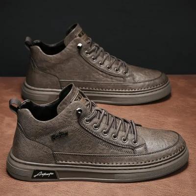 Qualität Herrenschuhe Trend Leder Freizeitschuhe für Herren Walk Flats Schuhe Komfort Plateau Herrenschuhe Leder Hoch Herrenstiefel Tenis