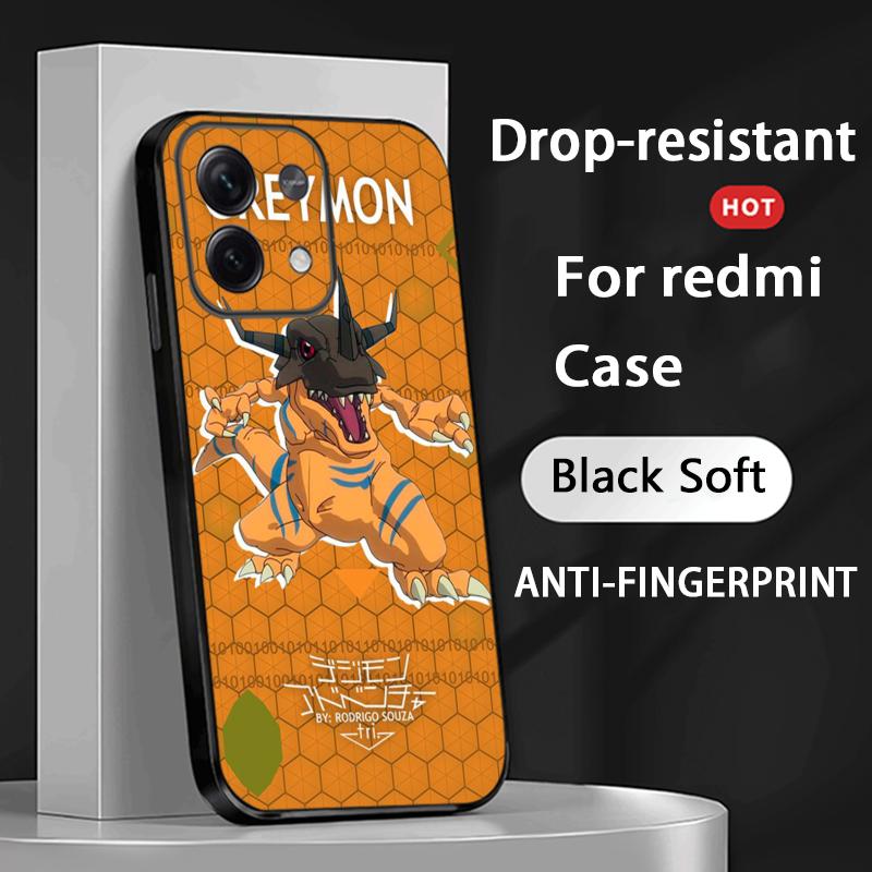Classic Anime Digimon Japan Art Poster Phone Case For Redmi Note 14 13 12 11 Pro Plus S 5G 14C A3 Soft Black Phone Cover
