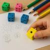 Pack of 8 Erasers Dé Assorted Colors Original Shape For School or Office