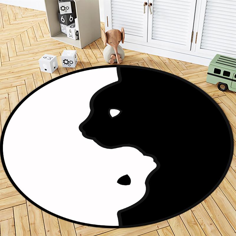 Round Rug Cat Print Bathroom Round Rug Living Room Bedroom Children's Study Round Rug Floor Mat