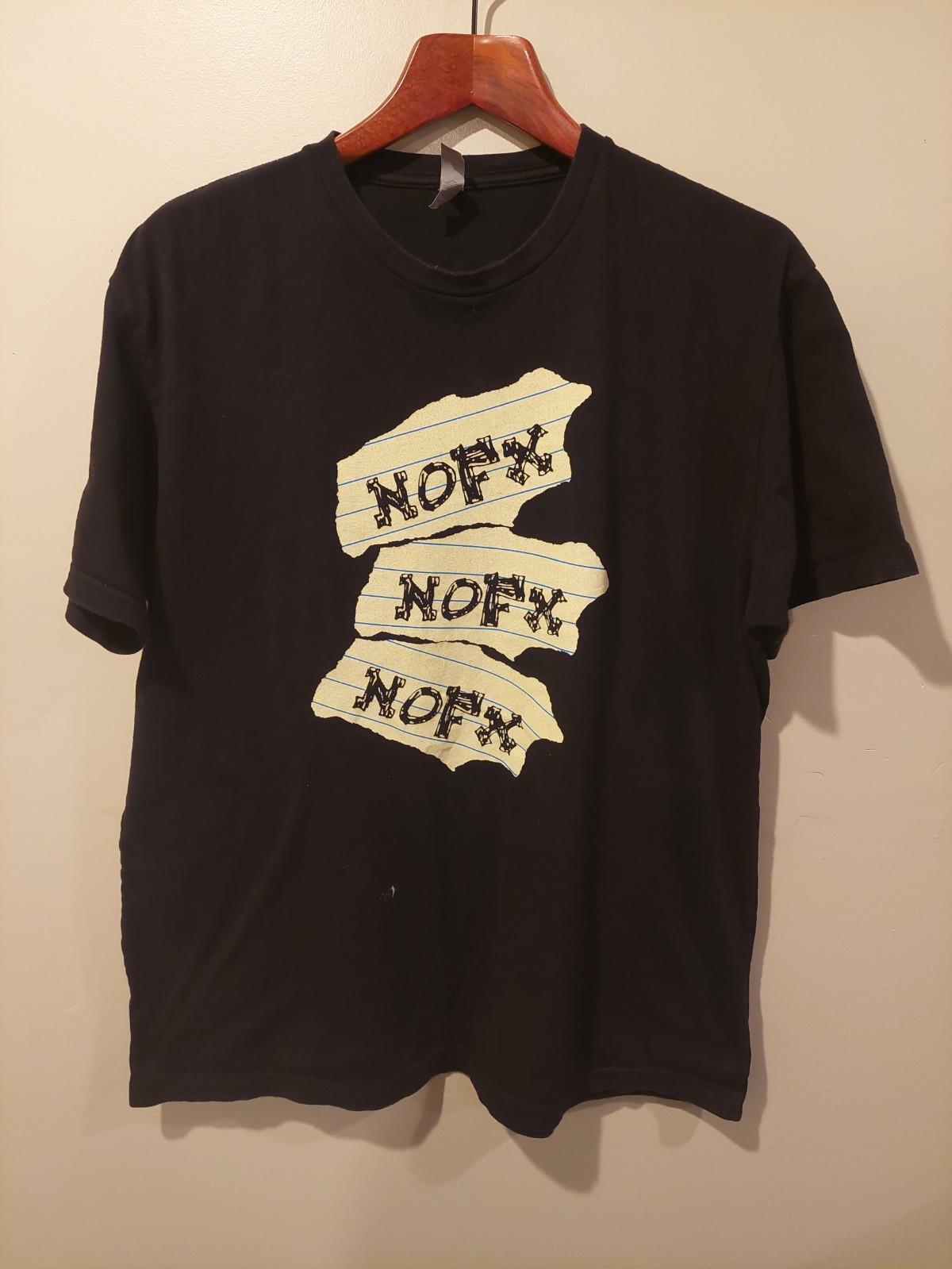 NOFX XL Shirt Retired Punk Band Fat Mike Records 2-Sided Black Tee Tour Music Unisex T-Shirt XXXXL