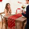 Boao Embroidery Valentines Day Table Runner 30 x 118 Inch Lace Gauze Love Heart Table Decor for Wedding Party Valentines Decorations Anniversary