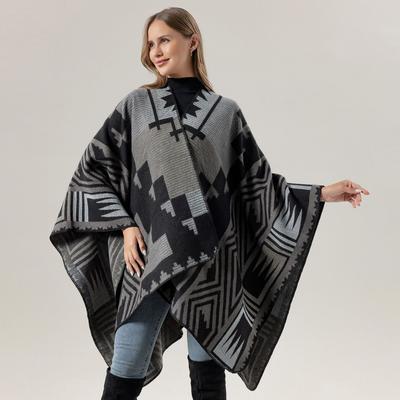 Warm Cape Shawl Great Northwest Travel Wear Scarf Ladies Jacquard Split Cape