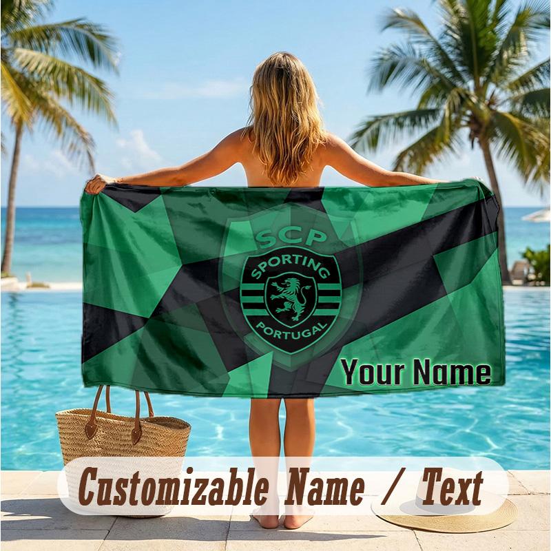 Custom Text Beach Towel, Soft Absorbent Swimming Multi-use TowelSporting CP