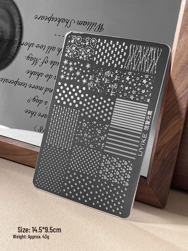Nail Art Stamping Plates - Star, Polka Dot, Lines, Grid Lace Textures