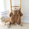 Nuovo Tuta Invernale Peluche: Tuta con Cappuccio da Passeggio per Neonati e Bambine - Carino Set Due Pezzi.