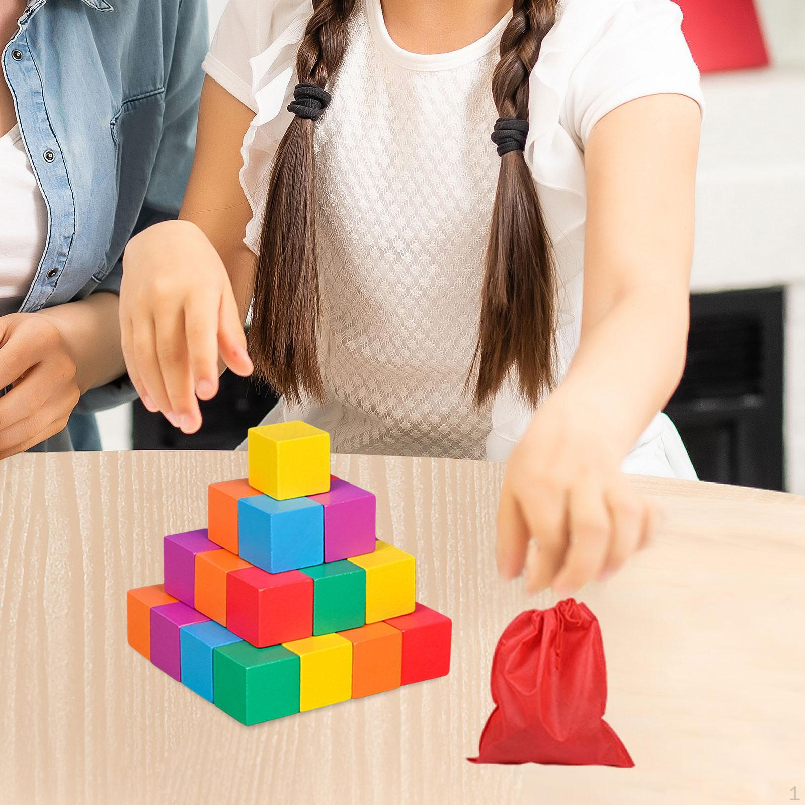 

Красочные деревянные кубики, квадратные блоки, математические игрушки, мелкая моторика, укладка 2.5cm 30pcs