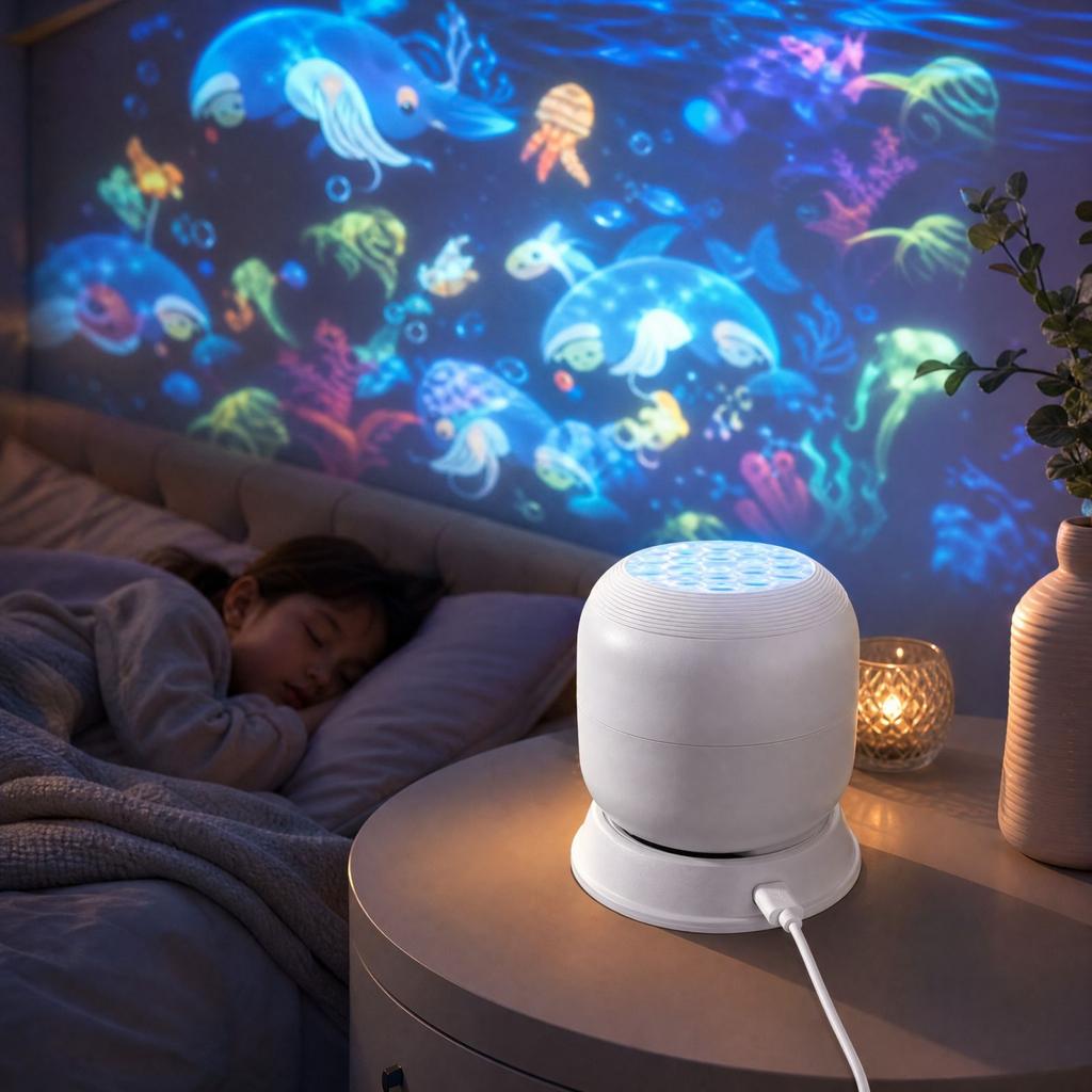 Plug-In and Christmas Snowflake Projection Night Light, Rotating Ambient Projector for Stage and Home Decor