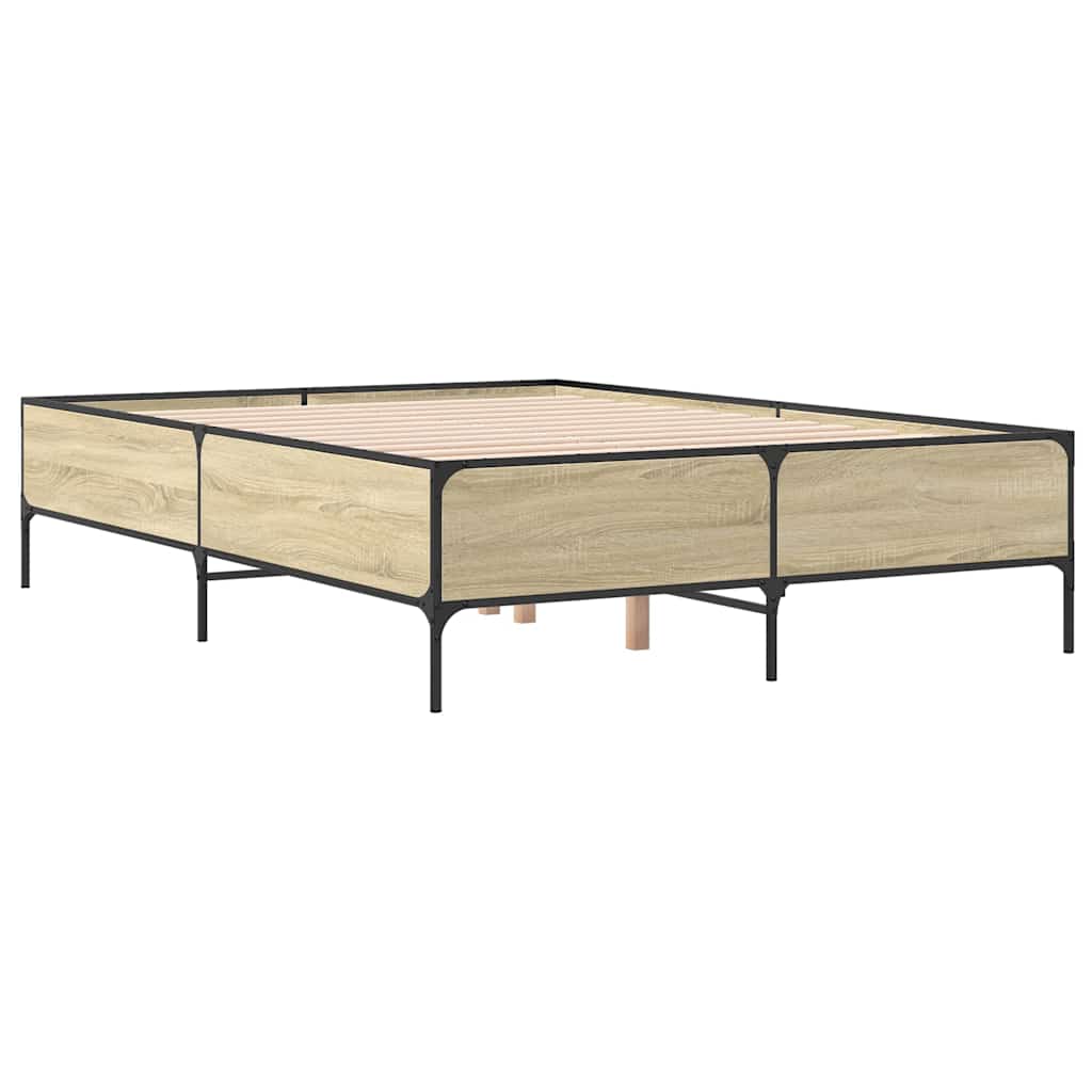 Vidaxl Bed Frame, Sonoma Oak, 120X200 Cm, Wood-Based Material