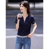Xinfeiyu Women's Fashion Color-block Layered V-Neck T-shirt