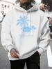 Beach Coconut Trees Creative Printed Men Hoodies Multicolor Loose Hoody Autumn Fleece Streetwear Pocket All-Match Unisex Tops
