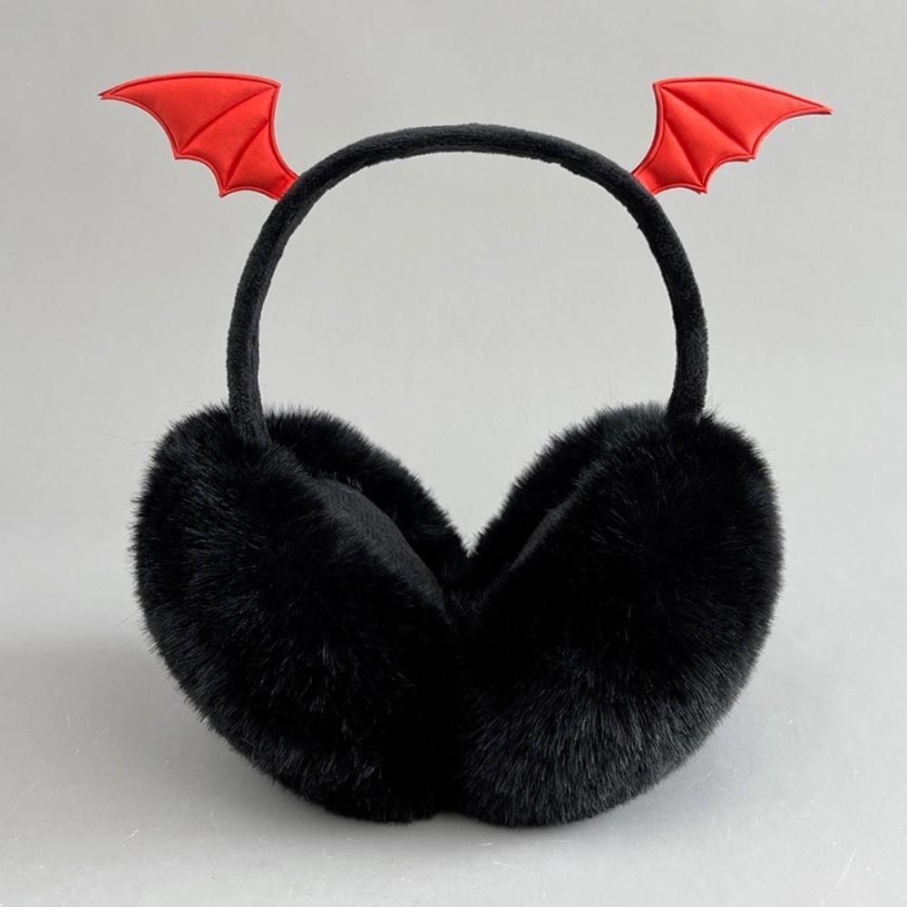 Gothic Foldable Plush Earmuffs Devil Horn Thermal Earmuffs Faux Fur Ear Warmers  Winter Outdoor Use