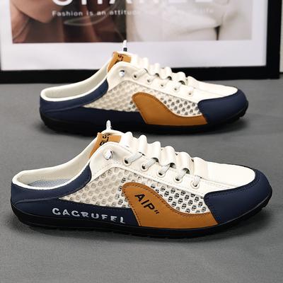 Shoes Men's Casual Shoes One-pedal Men's Shoes Summer Breathable and Comfortable Bag Head Half Support Soft Sole Trendy Men's Mesh Shoes