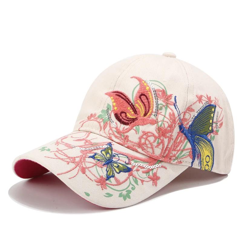 New Embroidery Butterfly Floral Women Baseball Cap Outdoor Visor Casual Adjustable Anti-uv Trucker Hats Fashion Snapback Dad Hat