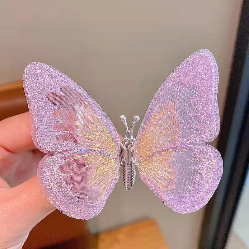 Gradient Silk Yarn Bow Butterfly Hairpin for Kids – Fairytale Style