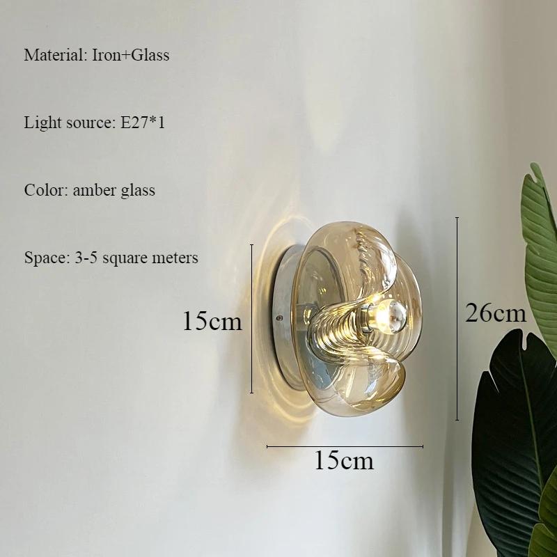 German Designer Stained Glass Restaurant Wall Light Nordic Minimalism Home Decoration Bedside Study Aisle Balcony LED Wall Lamp