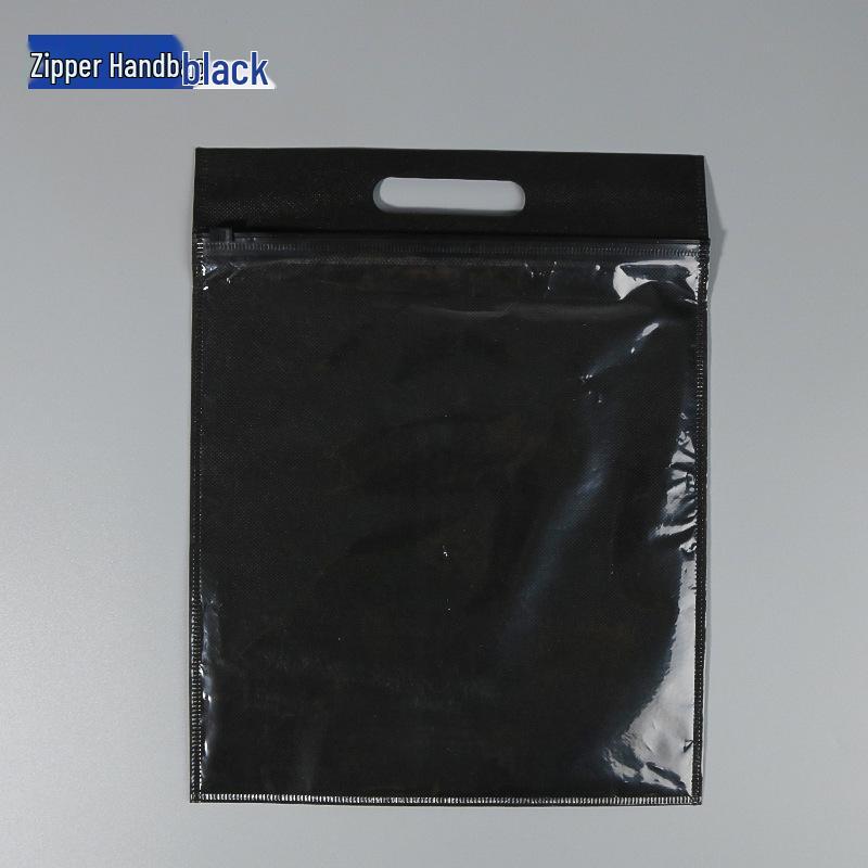 Semi-transparent Thickened Non-woven Zipper Bag with Handle for Clothes, Shoes, and Socks Storage.