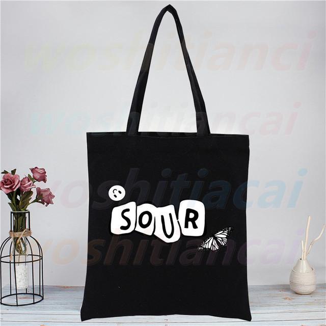 Olivia Rodrigo Canvas Tote Black Bags Harajuku Casual Donna Ragazza Tote Eco Shopper Singer Sour Shoulder Bags