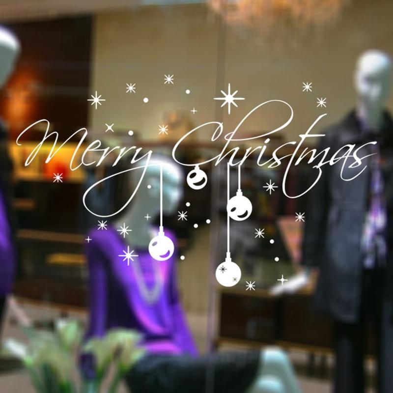Merry Christmas Bell Wall Stickers Home Decoration Wall Decals for Glass Window Sticker Xmas Home Decor Shop Showcase Art Design