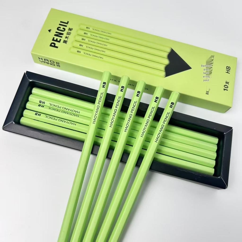 Premium Black Wood Pencil with Green Barrel, Safe for Elementary & Kindergarten Students, 2B & HB Options Available.