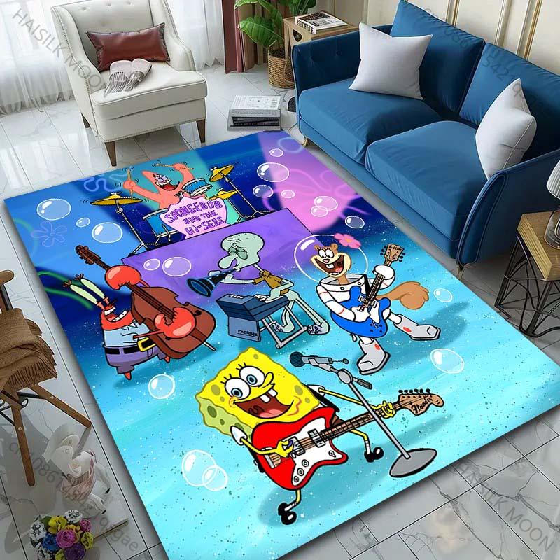 1PC Cute Spongebob and Friends Cartoon Carpet for Living Room Bedroom Sofa Doormat Home Decor Non-slip Floor Mat Luxury Gifts