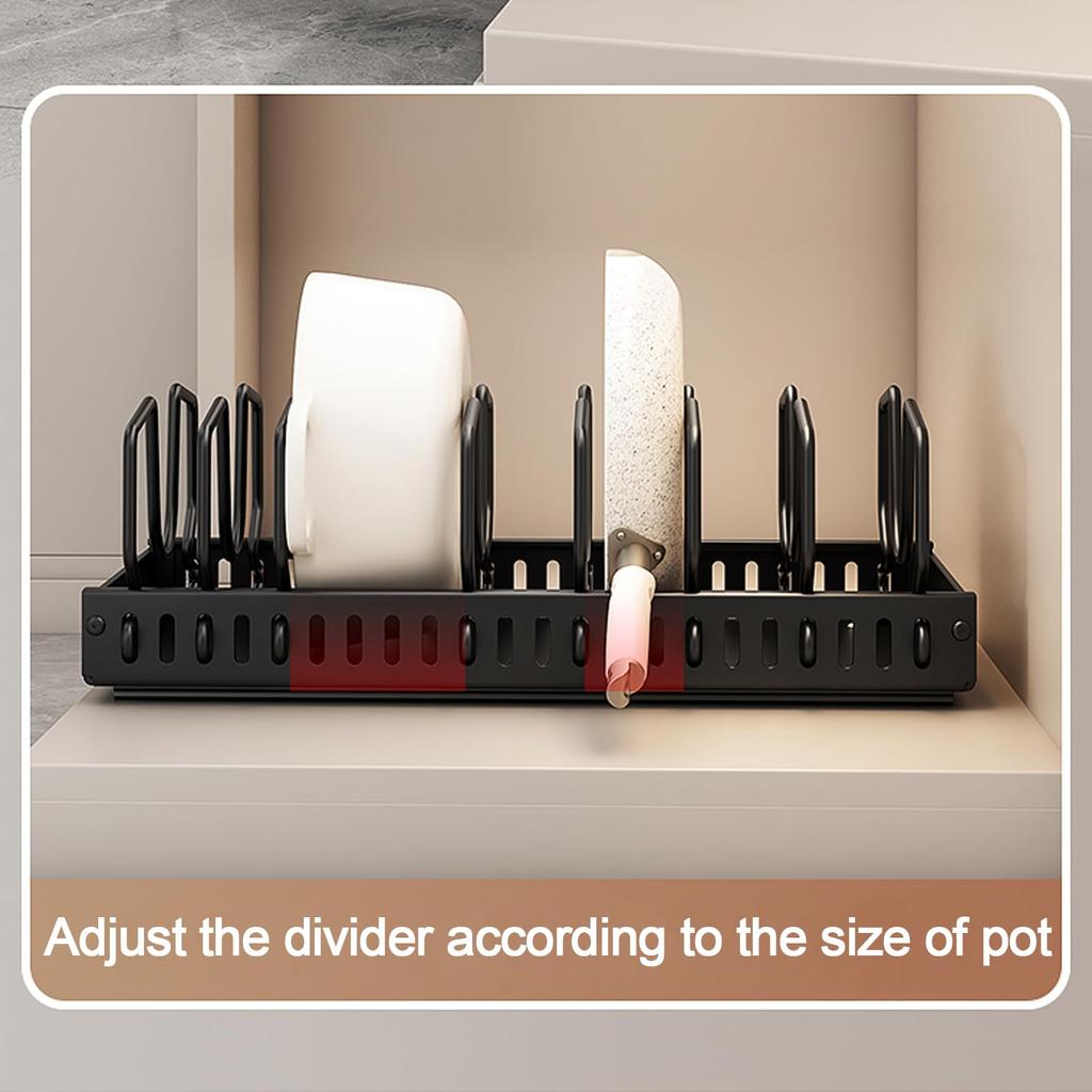 Pots and Pans Organizer Under Cabinet,Sliding Pot Lid Holder and Pan Rack Kitchen,Pull Out Pot and Pan Organizer,Dishes Storage