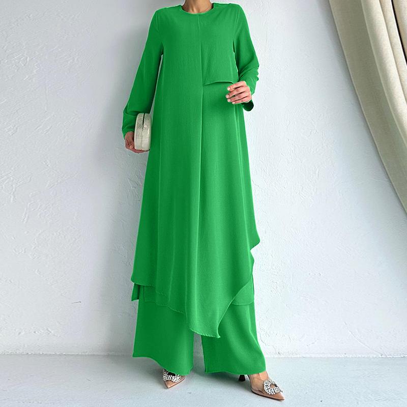 ZANZEA Damebukser med rund hals og lange ermer