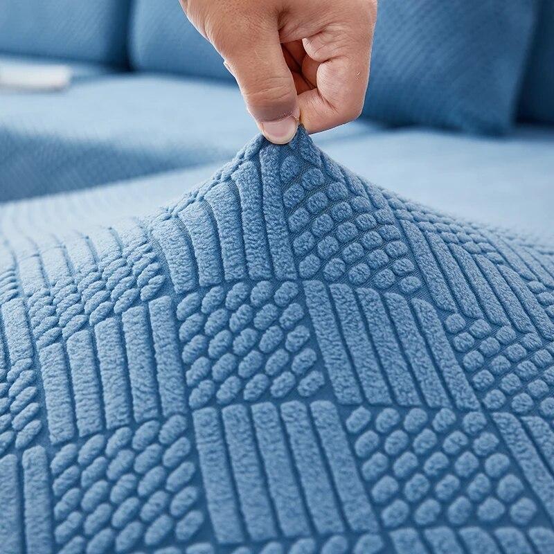 Housse de coussin de canapé épaisse en peluche jacquard Housse de coussin de dossier long Chalse Housse extensible Protection pour canapé 1/2/3/4 places